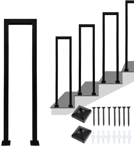 Barandilla de escalera exterior, pasamanos negro, barandilla exterior, barandilla en forma de U para interiores, pasamanos, escaleras, escalera, para balcones, pasillos, apartamentos, villas,