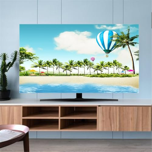 Mateju TV Dust Cover Indoor Universal TV Cover for Wall Mounted 3D Landscape Elastic Dustproof TV Screen Protector for 32”to 80”Television/PC Display, Home Decoration (55inch,Ocean)