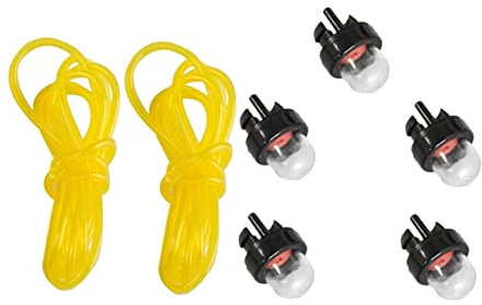 MERRYHAPY 5Pcs Carburetor Primer Bulb Pump with Flexible Filter Pipes for Hedge Trimmer Lawn Mower Durable Plastic Bulb Assembly