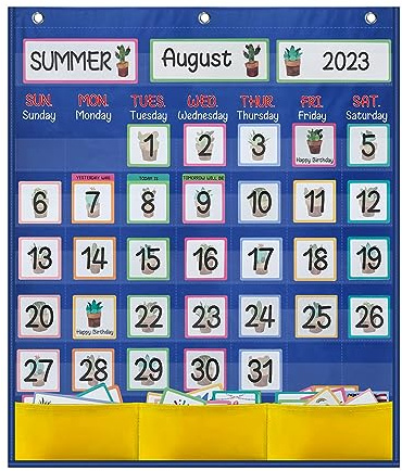 Calendario mensual de bolsillo con 89 tarjetas de 20 x 23.6 pulgadas, calendario de bolsillo, calendario de aprendizaje para niños