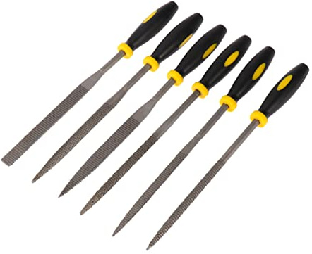 SHINEOFI Ensemble de 6 Limes à Bois Mini 180 X 5 Mm Dents à Gros Grains Poignées Antidérapantes Ergonomiques Outil à Râper Bois pour Bricolage