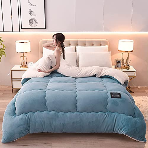 LYLXSF Winter Quilt, Thicken Warm Lamb Cashmere Blanket Winter, Lamb Wool Blanket, Heavy Blankets for Winter Double Bed, Bedding Fleece Blanket for Home Bedroom,Green,180×220cm