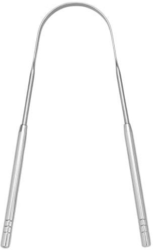 VELSIN Limpiador de Lengua de Acero Inoxidable - Plateado Raspador de Lengua en U Herramientas de Limpieza de Metal para el Cuidado Oral