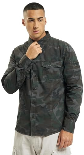 Brandit Slim Fit Shirt Long Sleeve, Farbe: Woodland, Größe: S