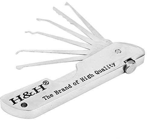 loboo - zusammenklappbares Werkzeug-Set von H&H, mit Haken zum Öffnen von Schlössern, tragbar, für Vorhängeschloss, Reparatur-Set für Schlosser