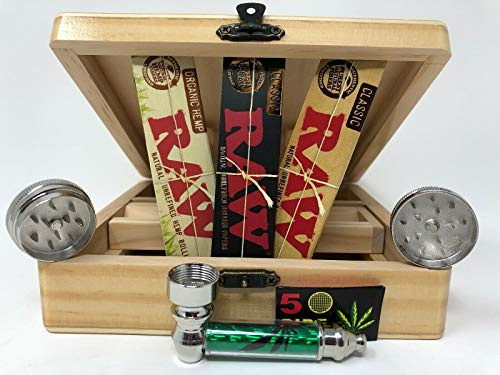 Raw Rizla Connoisseur Natura Classic Black Combi Roach Filter Tips Rolling Box And Paper Gift Set(Raw 2)