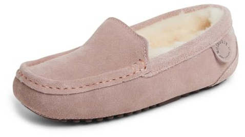 Dearfoams Women's Fireside Water Resistant Indoor/Outdoor Genuine Shearling Mel Moccasin Slipper, Wide Widths