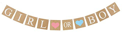 EASY JOY Guirlande de fête prénatale - Pour fille ou garçon - Marron - Décoration de baptême (fille ou garçon)