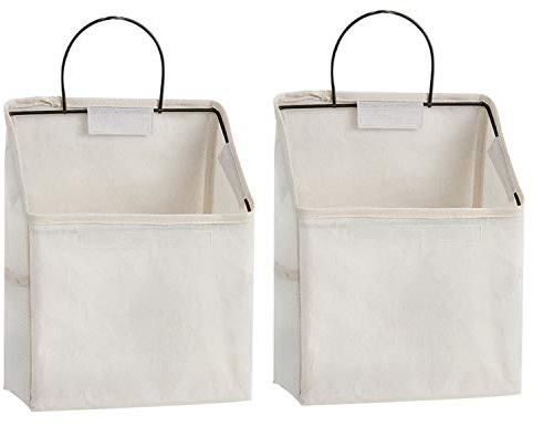 RUIPBOTE Wall-Hanging Storage Bags, Desktop Organizer Basket Cotton Linen Hanging Storage Basket for Kitchen,Bderoom,Living Room (#2 White)