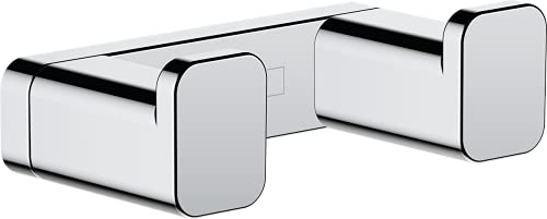 hansgrohe AddStoris - Handtuchhaken doppelt, Handtuchhalter, Bademantelhaken, verdeckte Befestigung, Badezimmer Zubehör, Chrom, 41755000