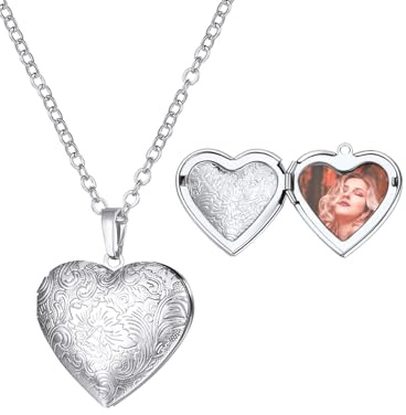 U7 Collana Donna con Foto Personalizzata Medaglione Cuore Fiore Ciondolo Portafoto + Catena Regolabile Acciaio Inossidabile Collana Personalizzata Donna Regalo per Natale Anniversario Compleanno