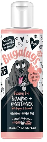 Bugalugs Hundeshampoo luxuriöses 2 in 1 Papaya & Coconut 250 ml Fellshampoo & Conditioner