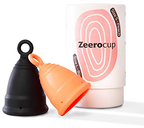 Zeerocup Reusable Menstrual Cup 2 Pack - Small & Large Soft Medical-Grade Silicone Period Cups with Pull-Tab for Easy Removal, Leak-Proof Hygiene - Tampon, Disc & Pad Alternative