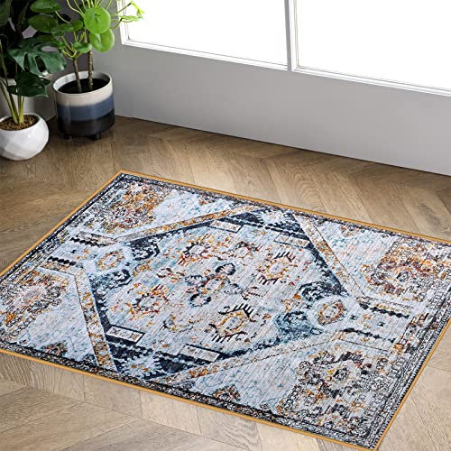 Calore Alfombras Salon, Vintage Antideslizante Alfombra de área,Alfombra de Salón Modernas Pelo Corto para Salón Dormitorio área Interior (80 * 120 cm, Beige Retro)