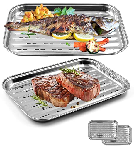 Stephans Möbelbörse BBQ Grillschalen 4er Set - Edelstahl Grillkorb Grillschale für den Aussenbereich - Zubehör Schale Pfanne für Gemüse Fisch oder Fleisch - Für Gasgrill und Alle Anderen Grills