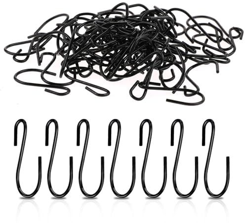 Mozeat Lens 60 PCS 1 Inch Mini S Hooks for Hanging S Shaped Hanging Hooks Stainless Steel S Hooks Metal Mini Ornament Hooks for Crafts Jewelry Hanging Pot Plants, Black