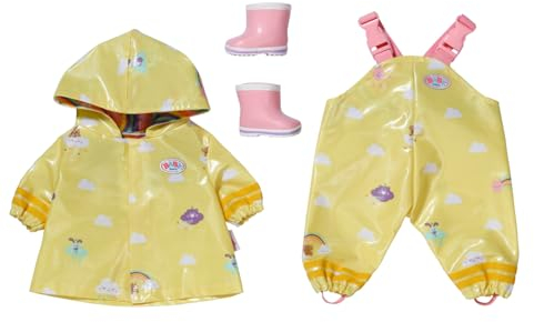 BABY born Deluxe Regen-Oufit mit Regenmantel, Regenhose und Gummistiefeln für 43 cm Puppen, 836460 Zapf Creation