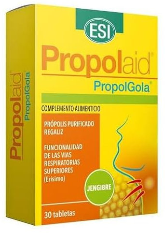 ESI - Propolaid Tavolette Masticabili, Caramelle Gola Gusto Zenzero con Propolis, Allevia le Infiammazioni del Cavo Orale, Contrasta Sintomi da Raffreddamento, Senza Glutine,Vegetariane, 30 Tavolette.