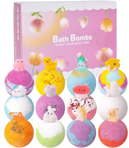 Badebomben Geschenkset für Kinder mit Überraschung, 12 Stück Bio-Badekugeln als Badezusatz Mädchen Schaumbad, Natürliche Bath Bombs Bademomente für Geburtstag Festival Badewanne