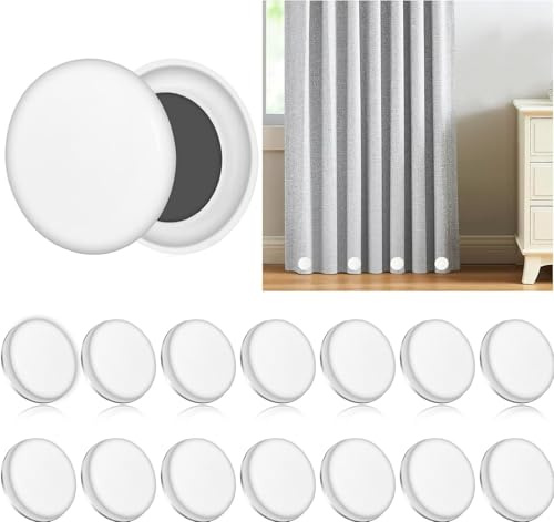 14 par duschdraperi magnet, rund tyngdkraft gardin vikter, duschdraperi vikter magnetiska för gardiner bordsdukar duschdraperier (vit)