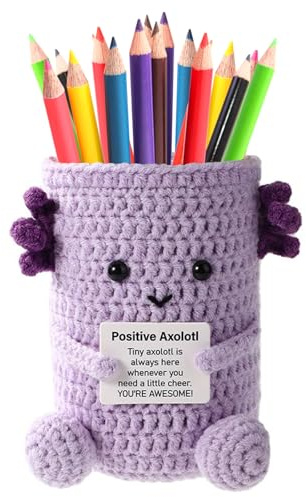 Porte-Stylo Rond au Crochet Positif, Pot a Crayon avec Carte Inspirante, Organisation du Bureau et de la Maison, Organisateur de Bureau pour Papeterie, Maquillage, Cadeau Amie, Decoration Maison