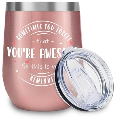 GiftGem Birthday Gifts for Women - Thank You Gifts for Women, 12oz Insulated Mug w/Lid, Inspirational Congratulations New Beginning Gift for Womens Friends, Bestie, Coworker, Sister