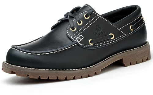 SL-Saint Fait à la Main Hommes Classique Bateau&Deck Chaussures MOC Toe À Lacets Confortable Mode Décontracté (Bleu, Adulte, Homme, 43, Numérique, Système Taille Chaussures EU, Large)