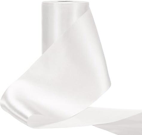 PATIKIL Nastro In Satinato Largo 10 Cm 20 Metri Nastro Spesso A Tinta Unita Per Confezione Regali Fascia Sedia Matrimonio Bouquet Fiori Decorazione Party Fiocchi Capelli Cucito Bianco