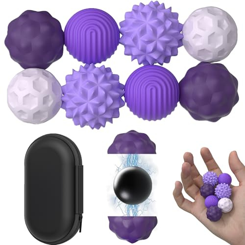 VPAFPEKG Magnetiska fidgetleksaker, 8 stycken magnetiska silikonkulor, anti-stressbollar sensoriska leksaker, stressminskning och avkoppling för vuxna och barn, fidgetbollar mot stress och ångest