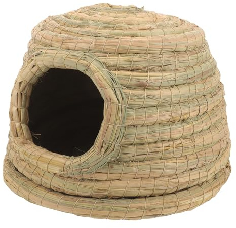 Veemoon Nido de Hierba Tejido a Mano para Conejos Pequeño Tipo Castillo, Casa de Césped Natural para Cobayas y Hámsteres, Refugio Decorativo y Cama Cálida para Jaulas Interiores