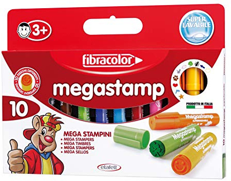 Fibracolor Megastamp 10 st supertvättbara blandade mönstrade tuschpennor