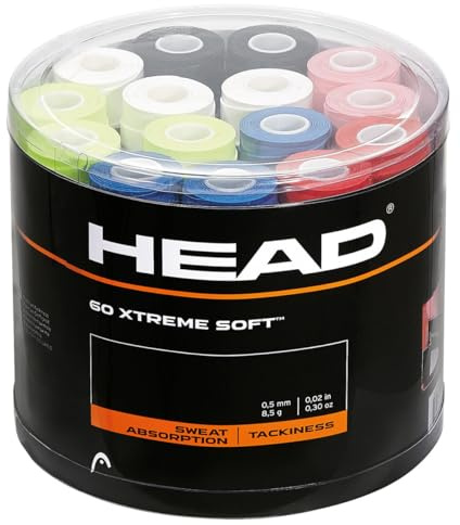 HEAD Extreme Soft Racquet Overgrip 60 Pack - Assorted Jar of Tennis Racket Grip Tape