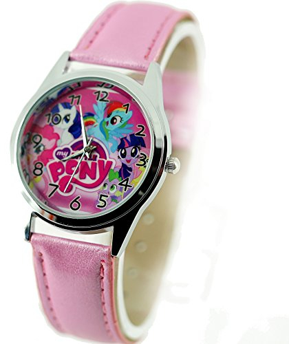 TAPORT® Damen Uhr Analog Quarzwerk mit Leder armband Disney My Little Pony E2 Rosa Rund