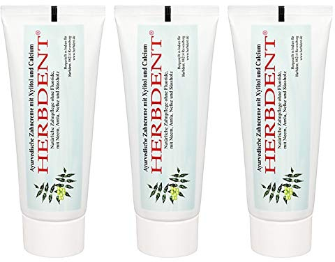 Herbdent Ayurvedische Zahncreme Mit Xylitol + Calcium - Ohne Flourid (3 x 80 ml)