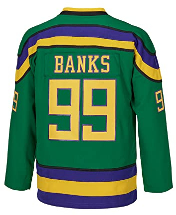 VOVIDEA Youth Ice Hockey Jersey Charlie Conway #96 Banks #99 Mighty Ducks Movie Jersey Kids Shirts (99 Banks Green, Medium)