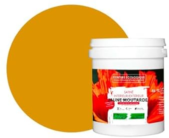 BOX DECO COULEURS Pittura naturale ecologica per interni esterni effetto raso Natura - 1L / 13 m² [Classe energetica A+], giallo senape