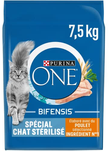 PURINA ONE | BIFENSIS | Spécial Chat Adulte Stérilisé | Renforce le système immunitaire, améliore l'équilibre du microbiome et aide à maintenir un système urinaire sain | Poulet | Sac | 7,5 Kg