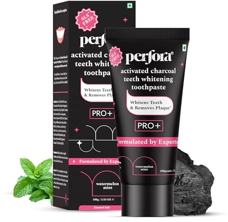 Perfora Activated Charcoal Whitening Toothpaste 100 GMS | Removes Coffee, Tobacco & Wine Stains Watermelon Mint