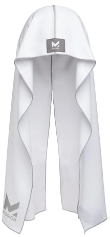 MISSION Serviette à capuche rafraîchissante, blanche - Microfibre douce et durable - Refroidit jusqu'à 2 heures - Protection solaire UPF 50 - Lavable en machine