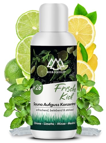 NORDHOLZ® Saunaaufguss [54 Sorten 15ml, 100ml, 250ml] - Sauna Aufgussmittel für intensive & erholsame - Sauna Zubehör (#26 Frische Kick, 100ml)