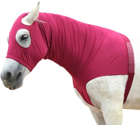 Gallopoff Cappuccio Slinky per cavalli con cerniera, cappuccio in spandex elasticizzato per protezione dalla criniera, copertura traspirante per collo di cavallo per preparazione spettacolo, trecce
