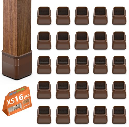 Protectores Cuadrados para Patas de Silla, 16pcs Fundas de protección de Patas de Silla de Silicona, Protectores de Suelo rectangulares para sillas