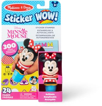Melissa & Doug Sticker Wow!™ 24-Page Activity Pad and Sticker Stamper, 300 Stickers, Arts and Crafts Fidget Toy Collectible Character – Disney Minnie Mouse - for Kids Ages 3+ - FSC Certified