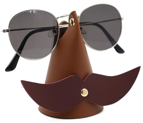 Niuhong Supporto Occhiali Vista Occhiali Sole Display Occhiali Pelle Dell'Organizzatore Immagazzinaggio Divertente Disegno Sveglio Rimovibile Pieghevole Portaoggetti Occhiali (Barba marrone)