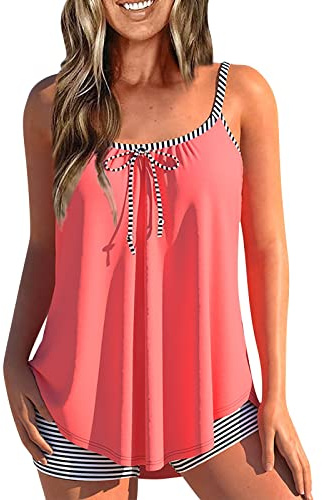 uxxnjfg Maillots Deux Pièces Femme Taille Haute Tankini Shorty Ensemble Maillot De Bain Grande Taille D'été Casual Sexy Beachwear