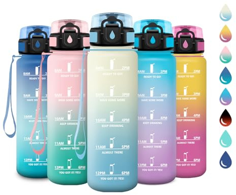 Vattenflaska för barn 500 ml, läckagesäker, vattenflaska med filter, lämplig för kolsyra, motiverande vattenflaska med tidsmarkering, för yoga, skola, camping, barn, kontor, yoga