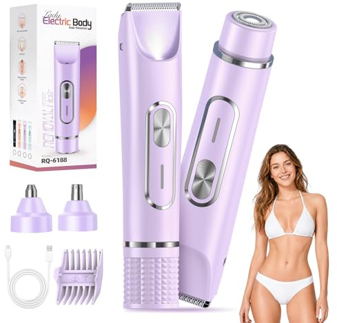 JTF Rasoio Elettrico Donna 4-in-1 per Parti Intime (Viola)