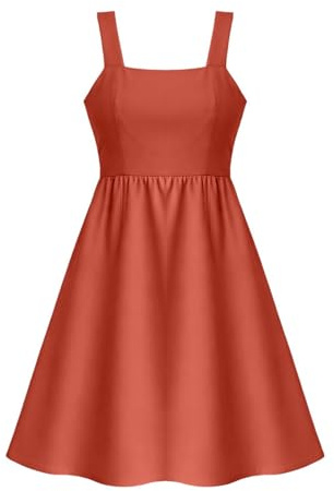 Générique Robe Femme Été avec Soutien-Gorge Intégré, Robe Décontractée sans Manches à Bretelles Empire Robes Patineuse Évasée Taille Haute avec Support de Poitrine pour Plage Quotidien
