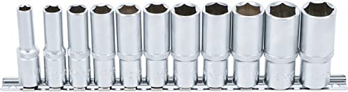 BGS 2222 | Juego de llaves de vaso hexagonal, largas | entrada 10 mm (3/8) | 8 - 19 mm | 11 piezas