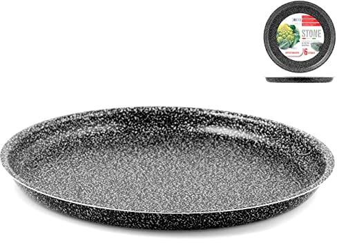 Home Stampo Pizza Antiaderente Stone Tondo Cm36 Utensili da Cucina, Pietra, Antracite, 36 cm